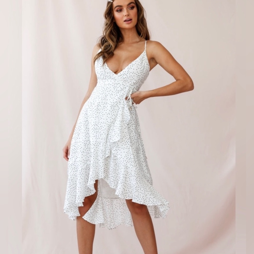 Wrap Dress white with polka dots